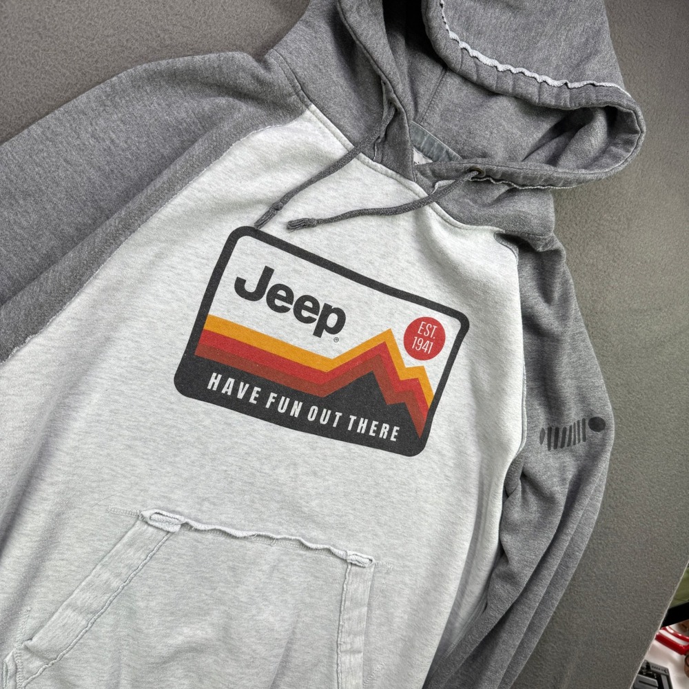 J. America Jeep Hoodie Sweatshirt Unisex S Raglan Retro Graphic Graphic Pullover - Picture 10 of 10